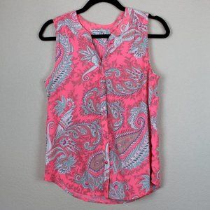 American Eagle Outfitters Pink Paisley Button-up Tank Top size Small